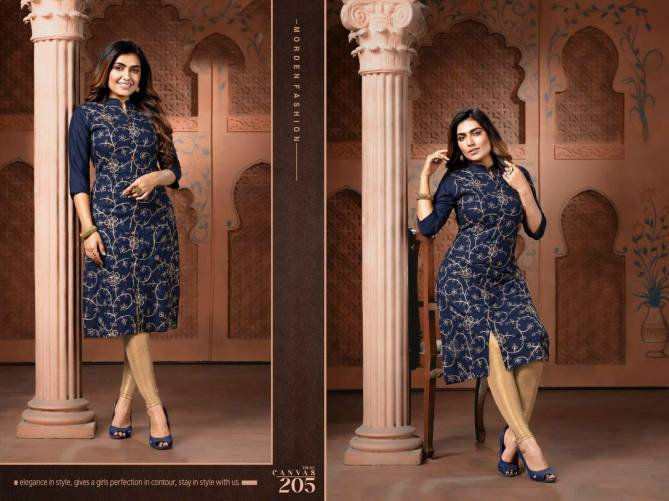 Canvas 2 New Designer Embroidery Work Fancy Wear  Kurti Collection